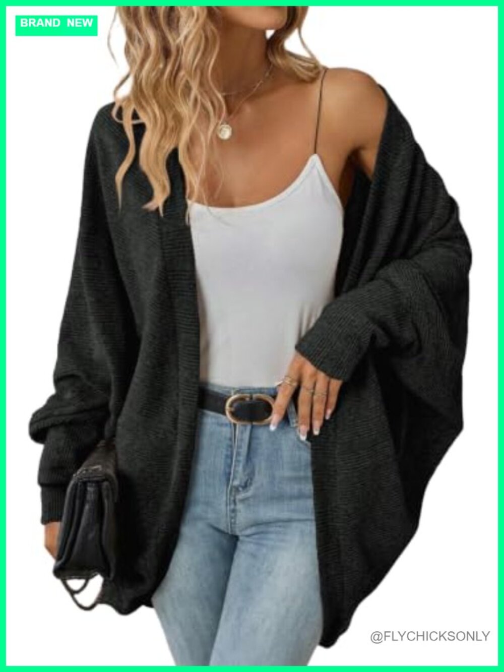 Oversized Batwing Sleeve Cardigan Sweater Boho Lightweight Knit Long Cardigan